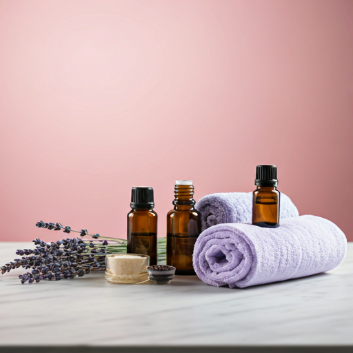Aromatherapy oils and spa table